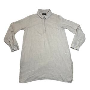 JNY Jones New York 100% Linen Quarter Button Up Tunic Size S Roll Tab Sleeve